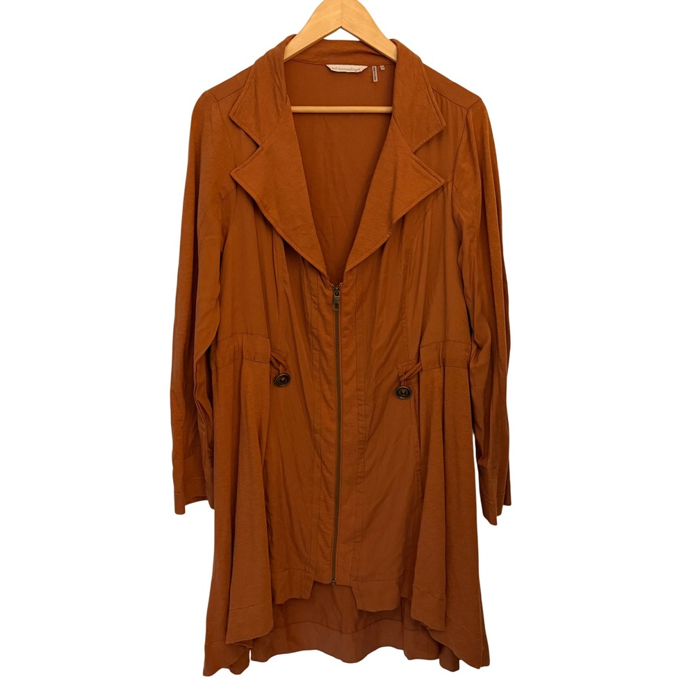 Soft‎ Surroundings Jacket 1X Rust Orange Zip Front Tencel Mixed Media Excellent